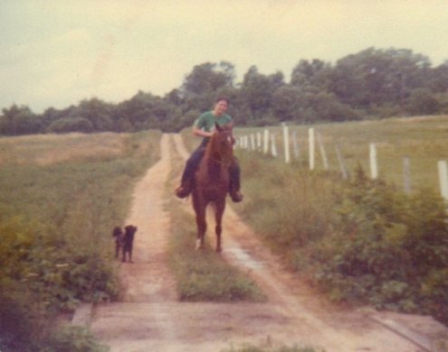 Sunny, my first horse, at my great uncles Clarence and Homer Lung's farm, 1978